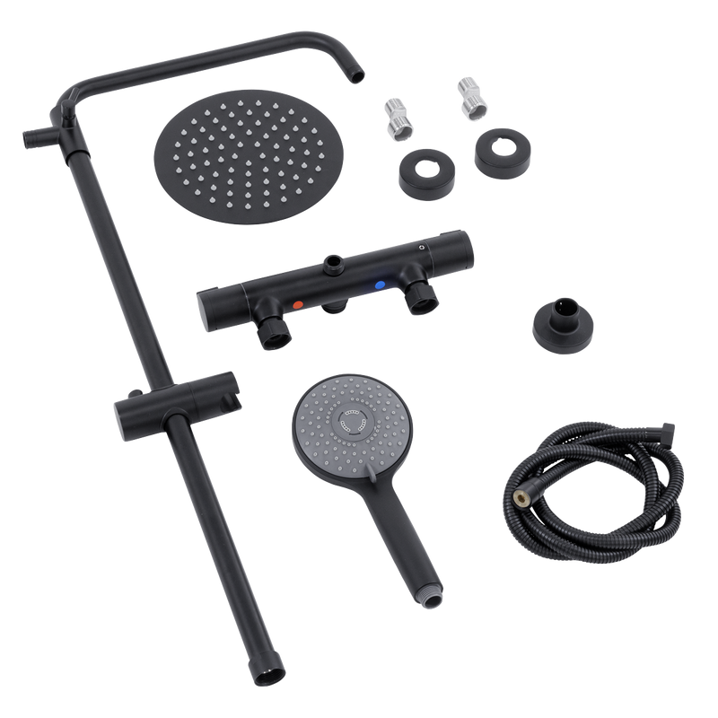 Baridi DH315 Thermostatic Shower Mixer Set, 20cm Round Head, Adjustable Rail - Black - additional view 16