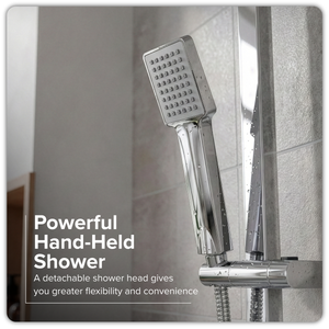 Baridi DH316 Thermostatic Shower Mixer Set, 20x20cm Square Head, Adjustable Rail - Chrome - additional view 11