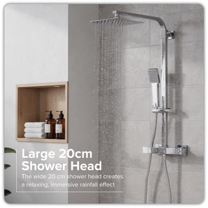 Baridi DH316 Thermostatic Shower Mixer Set, 20x20cm Square Head, Adjustable Rail - Chrome - additional view 12