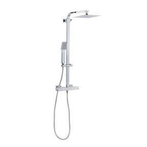 Baridi DH316 Thermostatic Shower Mixer Set, 20x20cm Square Head, Adjustable Rail - Chrome
