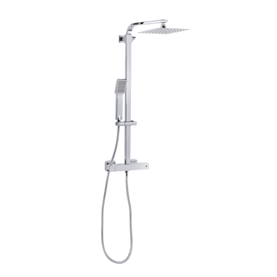 Baridi DH316 Thermostatic Shower Mixer Set, 20x20cm Square Head, Adjustable Rail - Chrome
