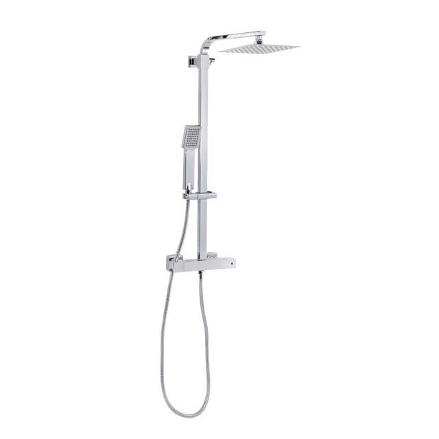 Baridi DH316 Thermostatic Shower Mixer Set, 20x20cm Square Head, Adjustable Rail - Chrome