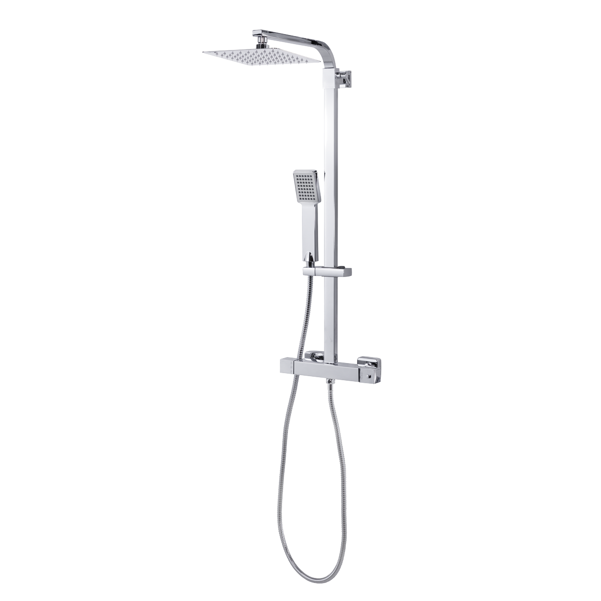 Baridi DH316 Thermostatic Shower Mixer Set, 20x20cm Square Head, Adjustable Rail - Chrome - additional view 6