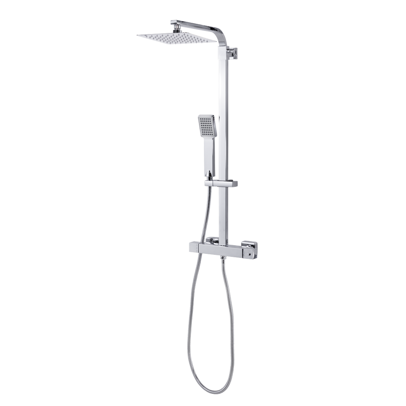 Baridi DH316 Thermostatic Shower Mixer Set, 20x20cm Square Head, Adjustable Rail - Chrome - additional view 6