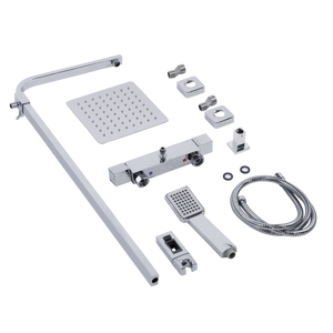 Baridi DH316 Thermostatic Shower Mixer Set, 20x20cm Square Head, Adjustable Rail - Chrome - additional view 7