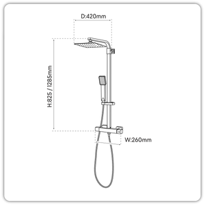Baridi DH317 Thermostatic Shower Mixer Set, 20x20cm Square Head, Adjustable Rail - Black - additional view 7
