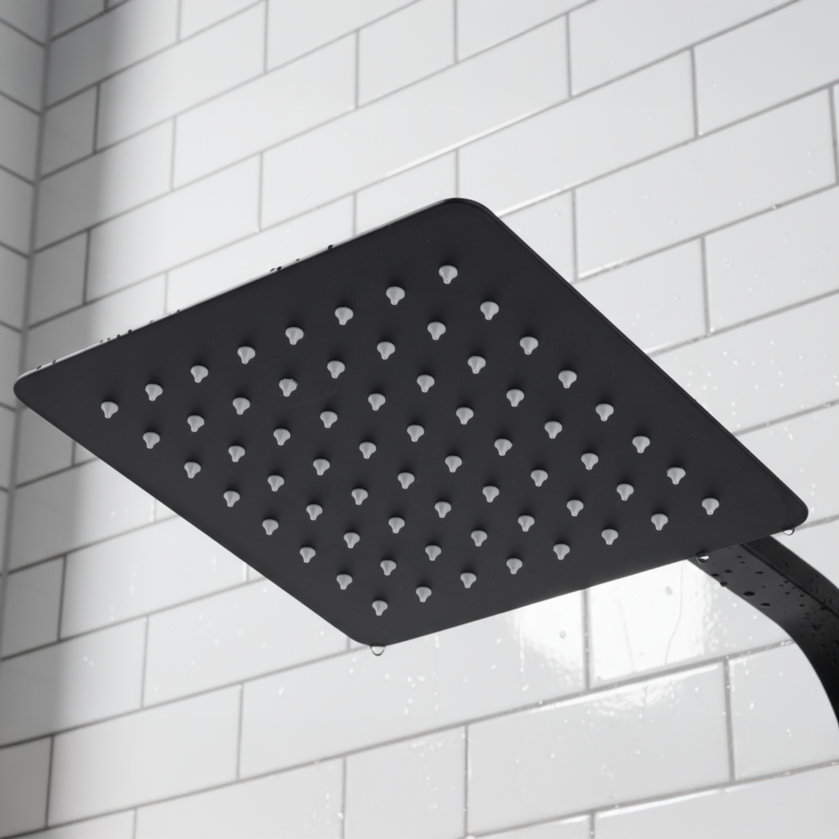 Baridi DH317 Thermostatic Shower Mixer Set, 20x20cm Square Head, Adjustable Rail - Black - additional view 11