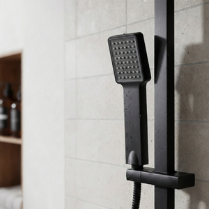 Baridi DH317 Thermostatic Shower Mixer Set, 20x20cm Square Head, Adjustable Rail - Black - additional view 2