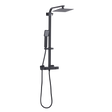 Baridi DH317 Thermostatic Shower Mixer Set, 20x20cm Square Head, Adjustable Rail - Black