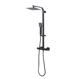 Baridi DH317 Thermostatic Shower Mixer Set, 20x20cm Square Head, Adjustable Rail - Black - additional view 3