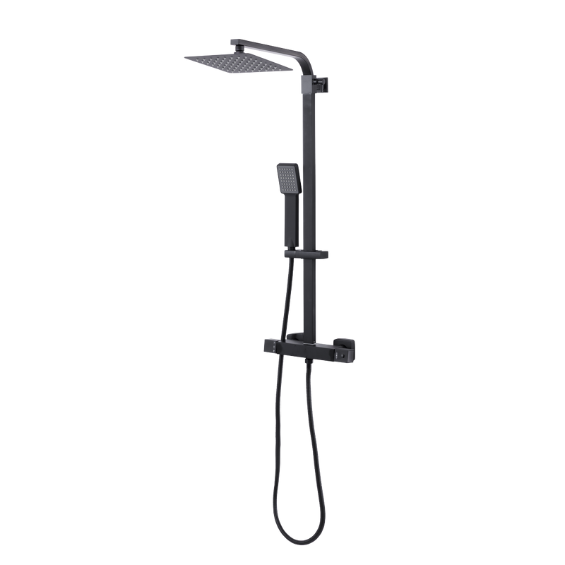 Baridi DH317 Thermostatic Shower Mixer Set, 20x20cm Square Head, Adjustable Rail - Black - additional view 3
