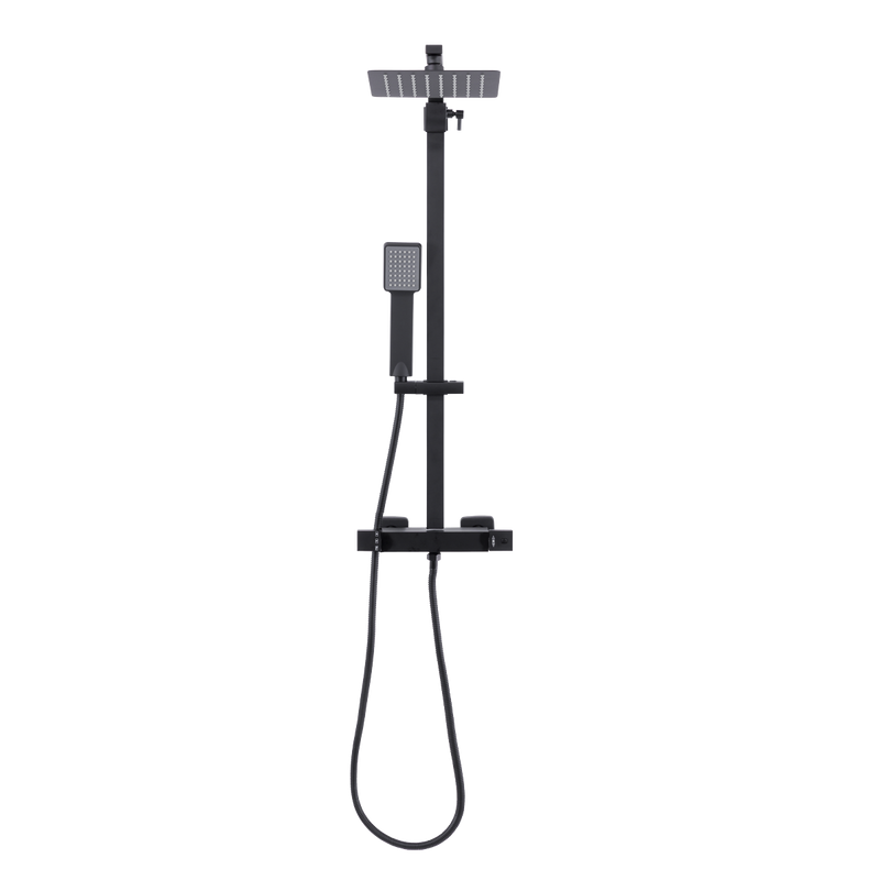 Baridi DH317 Thermostatic Shower Mixer Set, 20x20cm Square Head, Adjustable Rail - Black - additional view 4