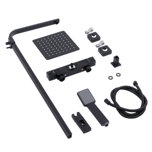Baridi DH317 Thermostatic Shower Mixer Set, 20x20cm Square Head, Adjustable Rail - Black - additional view 5