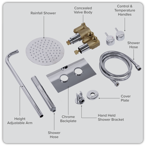 Baridi DH318 Concealed Thermostatic Shower Set 20cm Round Head & Hand Shower - Chrome - additional view 4