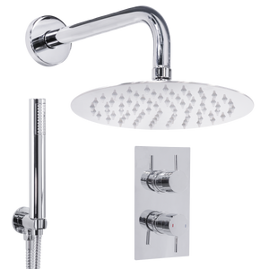 Baridi DH318 Concealed Thermostatic Shower Set 20cm Round Head & Hand Shower - Chrome