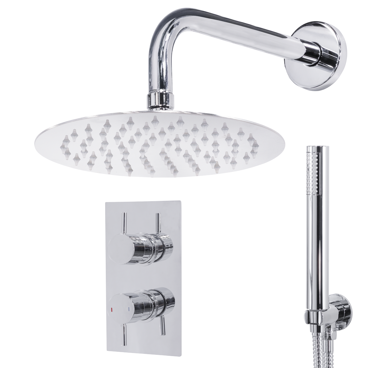 Baridi DH318 Concealed Thermostatic Shower Set 20cm Round Head & Hand Shower - Chrome - additional view 7