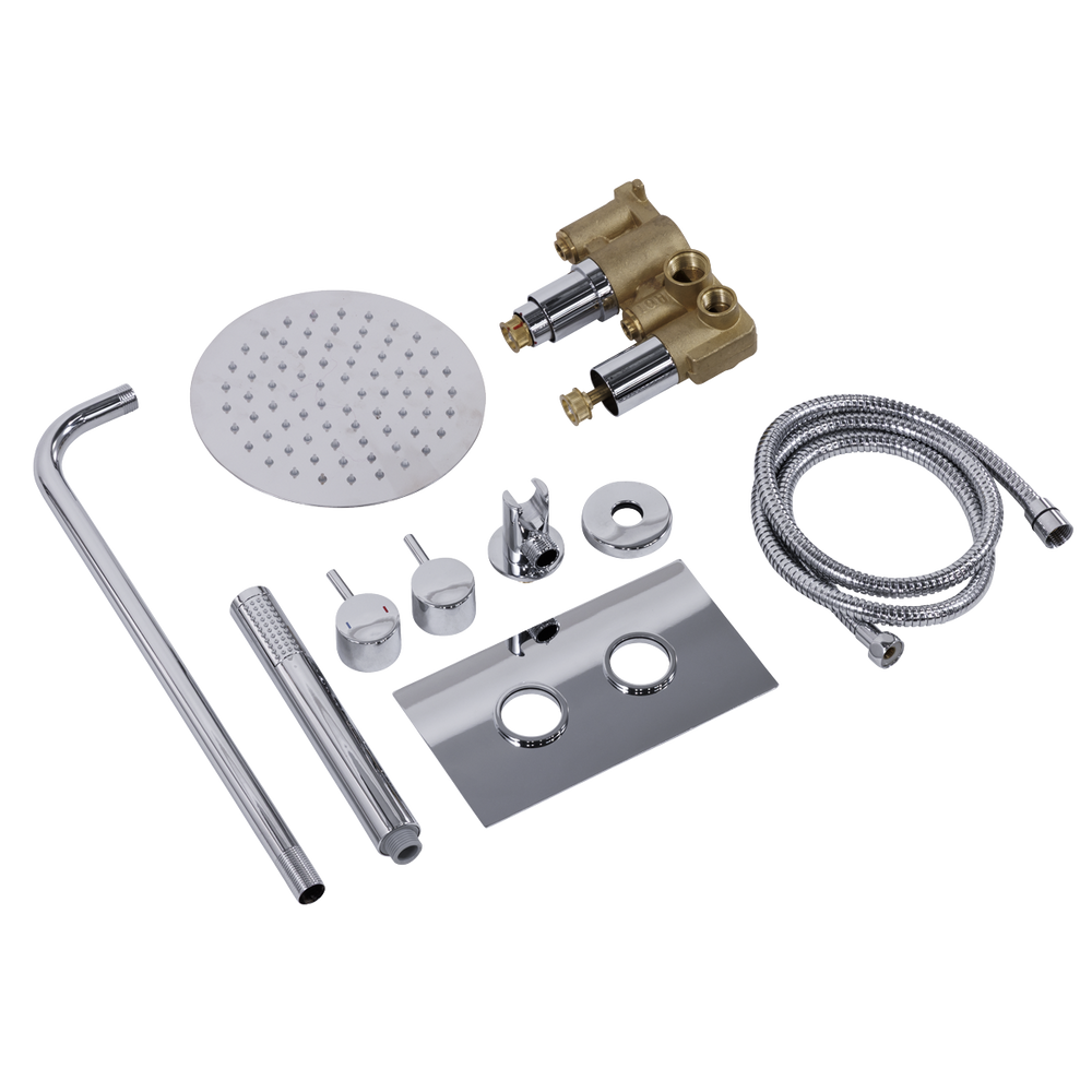 Baridi DH318 Concealed Thermostatic Shower Set 20cm Round Head & Hand Shower - Chrome - additional view 11