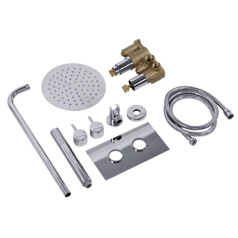 Baridi DH318 Concealed Thermostatic Shower Set 20cm Round Head & Hand Shower - Chrome - additional view 11
