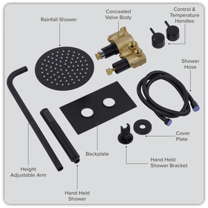 Baridi DH319 Concealed Thermostatic Shower Set, 20cm Round Head & Hand Shower - Black - additional view 6