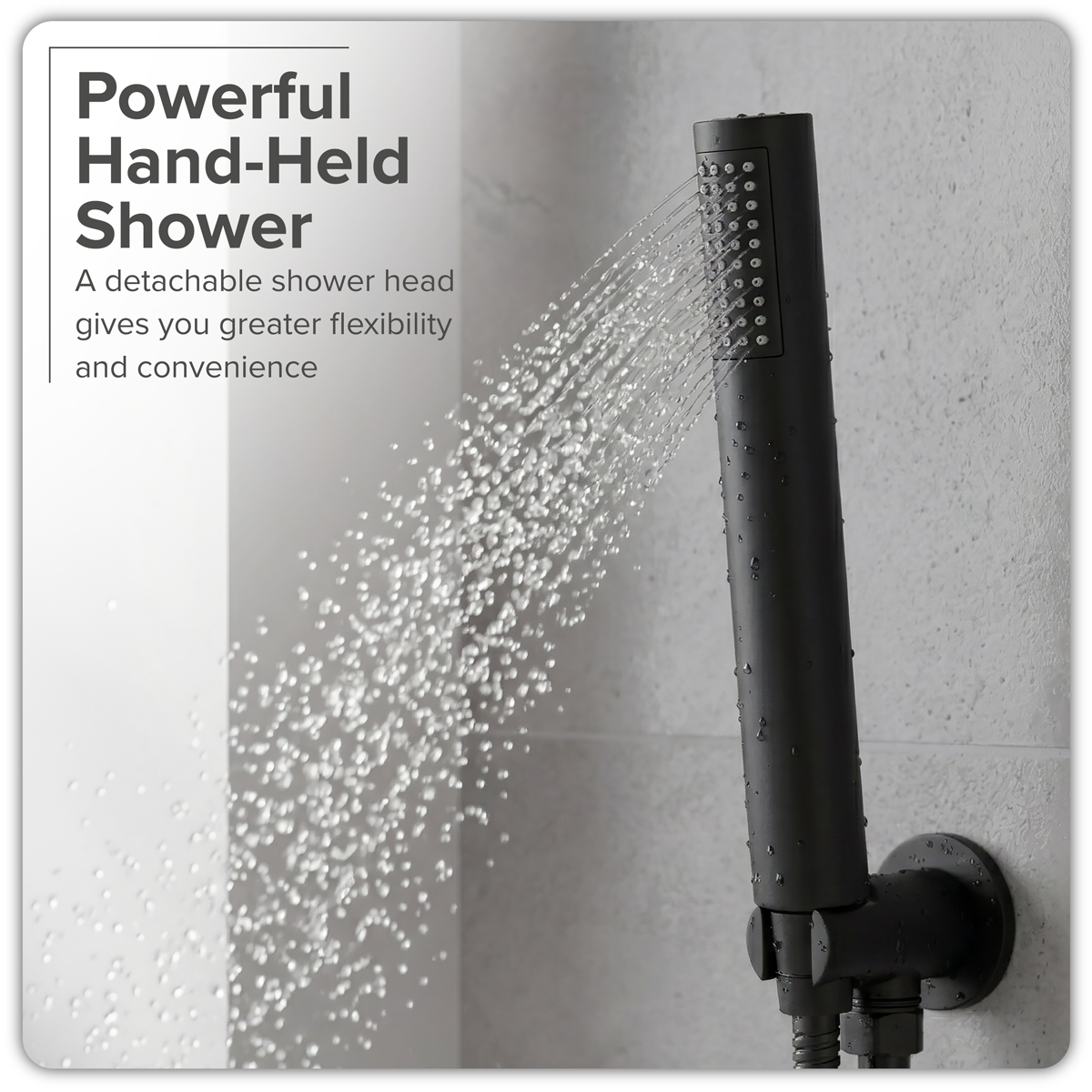 Baridi DH319 Concealed Thermostatic Shower Set, 20cm Round Head & Hand Shower - Black - additional view 4