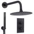 Baridi DH319 Concealed Thermostatic Shower Set, 20cm Round Head & Hand Shower - Black