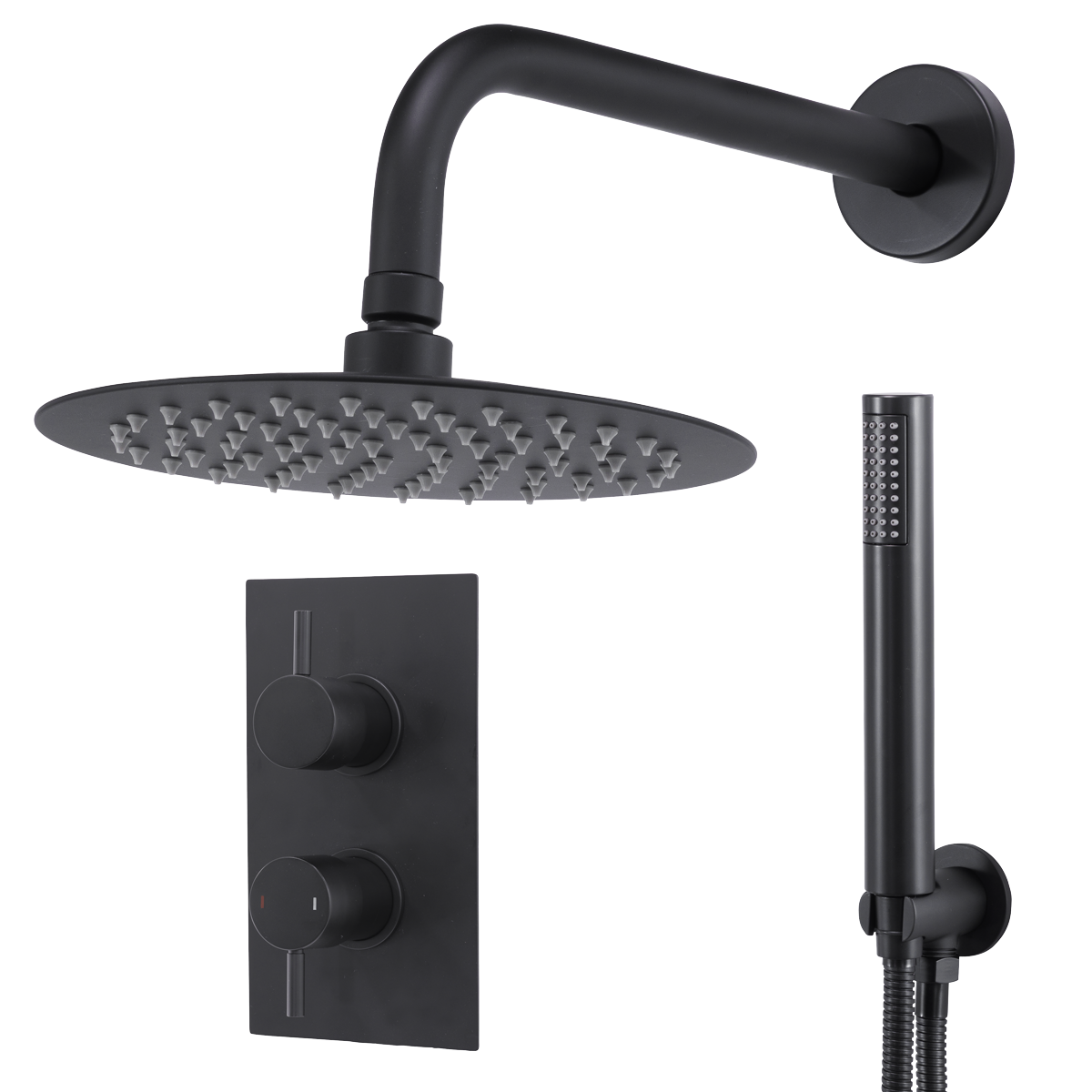 Baridi DH319 Concealed Thermostatic Shower Set, 20cm Round Head & Hand Shower - Black - additional view 13