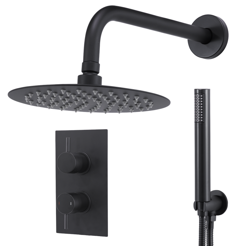 Baridi DH319 Concealed Thermostatic Shower Set, 20cm Round Head & Hand Shower - Black - additional view 13