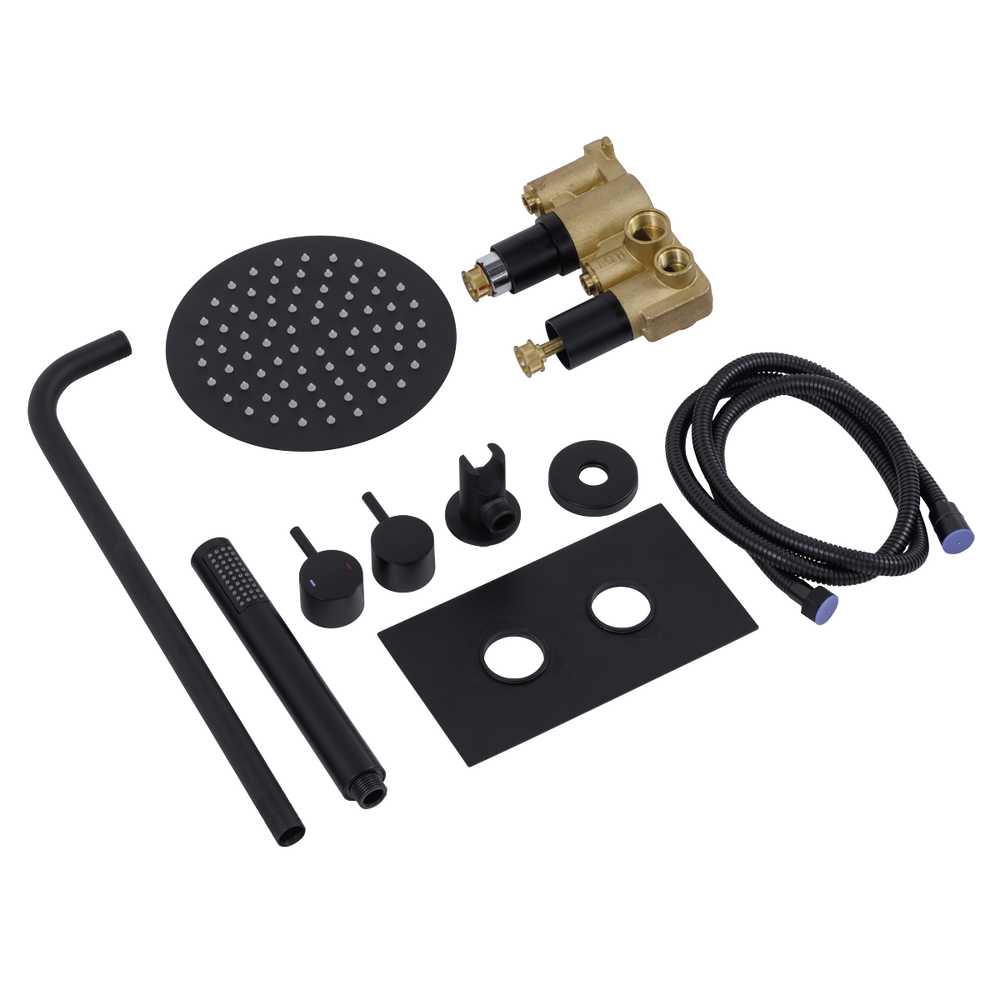 Baridi DH319 Concealed Thermostatic Shower Set, 20cm Round Head & Hand Shower - Black - additional view 14
