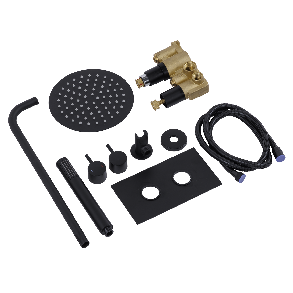 Baridi DH319 Concealed Thermostatic Shower Set, 20cm Round Head & Hand Shower - Black - additional view 14