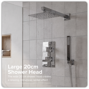 Baridi DH320 Concealed Thermostatic Shower Set 20 x 20cm Square Head & Hand Shower - Chrome - additional view 9