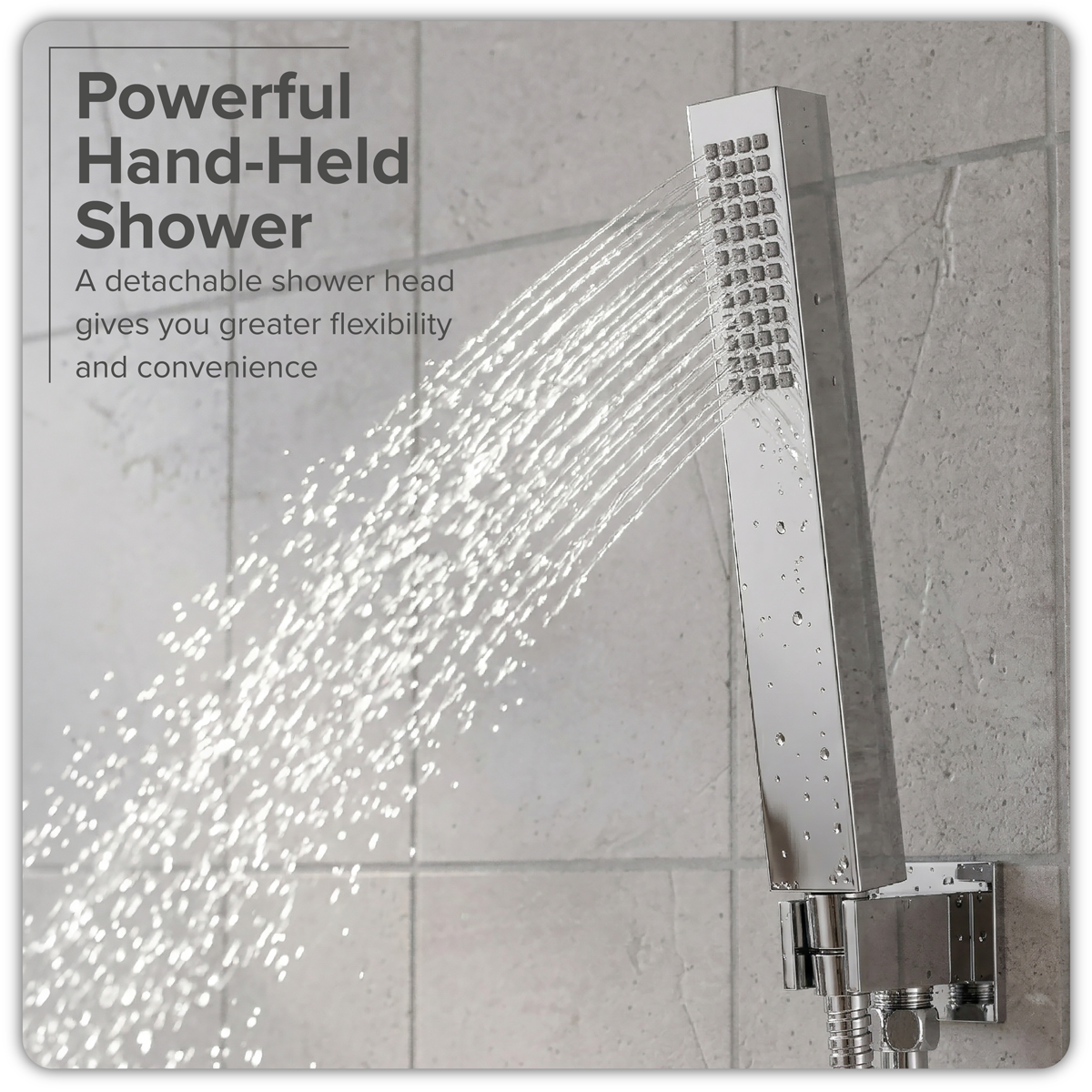 Baridi DH320 Concealed Thermostatic Shower Set 20 x 20cm Square Head & Hand Shower - Chrome - additional view 8