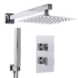 Baridi DH320 Concealed Thermostatic Shower Set 20 x 20cm Square Head & Hand Shower - Chrome