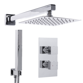 Baridi DH320 Concealed Thermostatic Shower Set 20 x 20cm Square Head & Hand Shower - Chrome