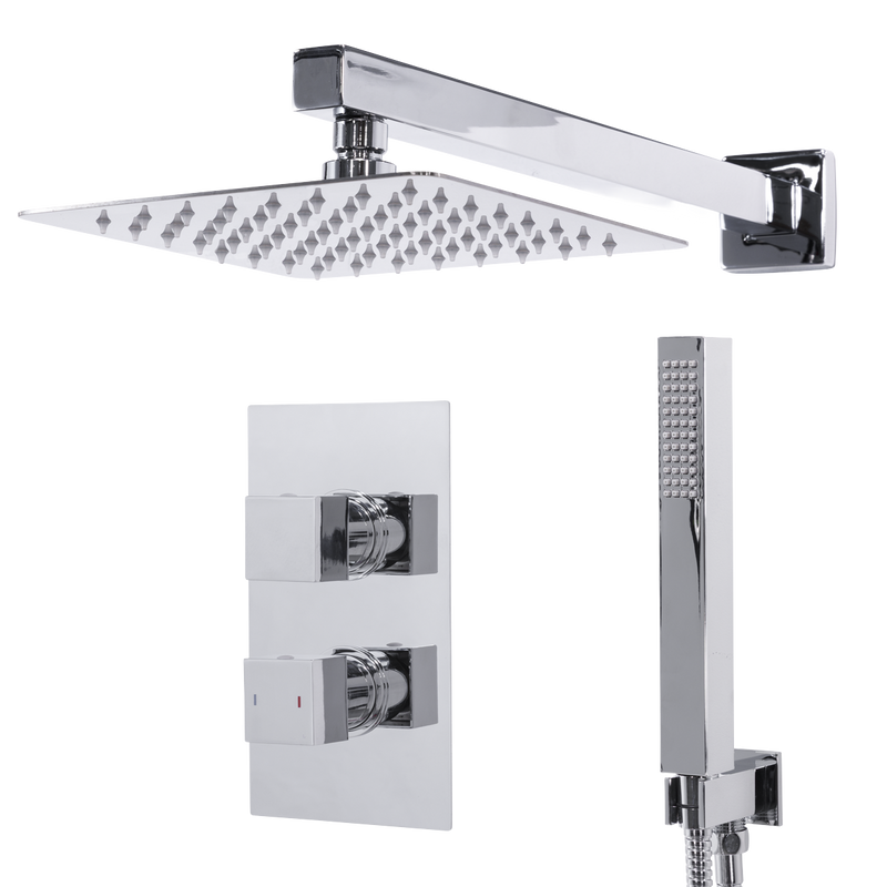 Baridi DH320 Concealed Thermostatic Shower Set 20 x 20cm Square Head & Hand Shower - Chrome - additional view 5