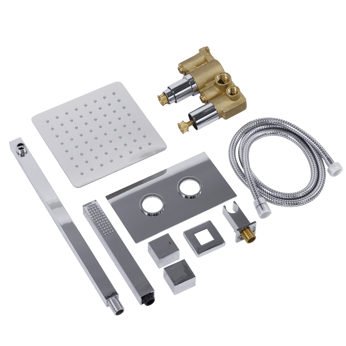 Baridi DH320 Concealed Thermostatic Shower Set 20 x 20cm Square Head & Hand Shower - Chrome - additional view 6