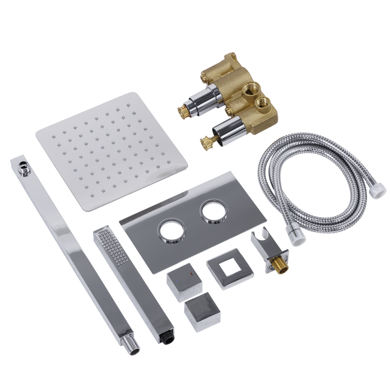 Baridi DH320 Concealed Thermostatic Shower Set 20 x 20cm Square Head & Hand Shower - Chrome - additional view 6
