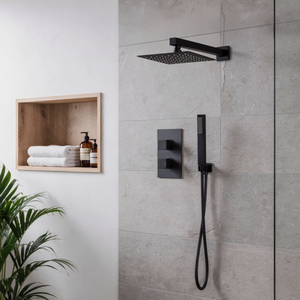 Baridi DH321 Concealed Thermostatic Shower Set 20 x 20cm Square Head & Hand Shower - Black - additional view 2