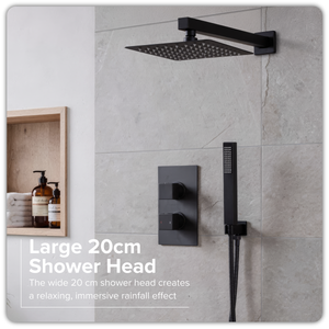 Baridi DH321 Concealed Thermostatic Shower Set 20 x 20cm Square Head & Hand Shower - Black - additional view 15