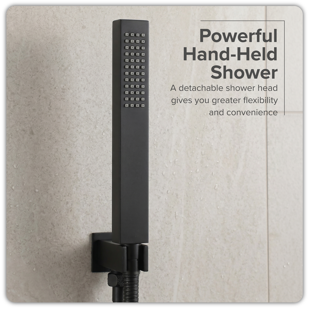 Baridi DH321 Concealed Thermostatic Shower Set 20 x 20cm Square Head & Hand Shower - Black - additional view 8