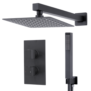 Baridi DH321 Concealed Thermostatic Shower Set 20 x 20cm Square Head & Hand Shower - Black - additional view 14
