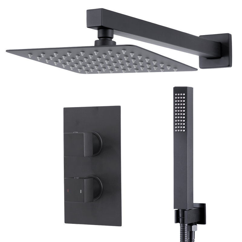 Baridi DH321 Concealed Thermostatic Shower Set 20 x 20cm Square Head & Hand Shower - Black - additional view 14