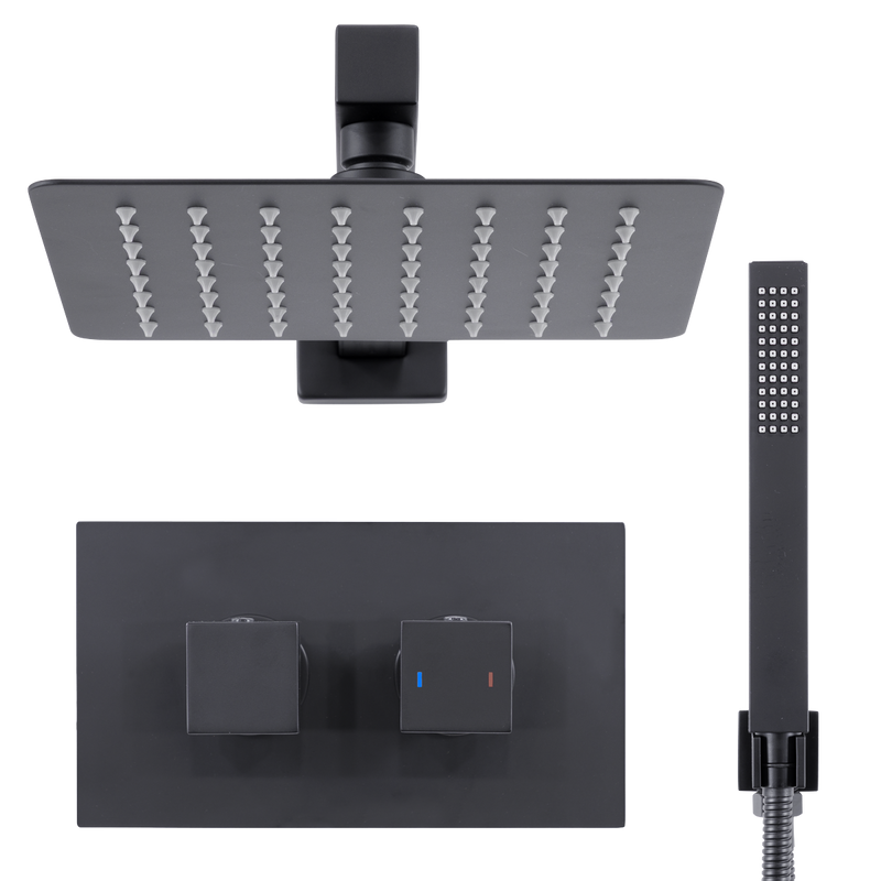 Baridi DH321 Concealed Thermostatic Shower Set 20 x 20cm Square Head & Hand Shower - Black - additional view 6