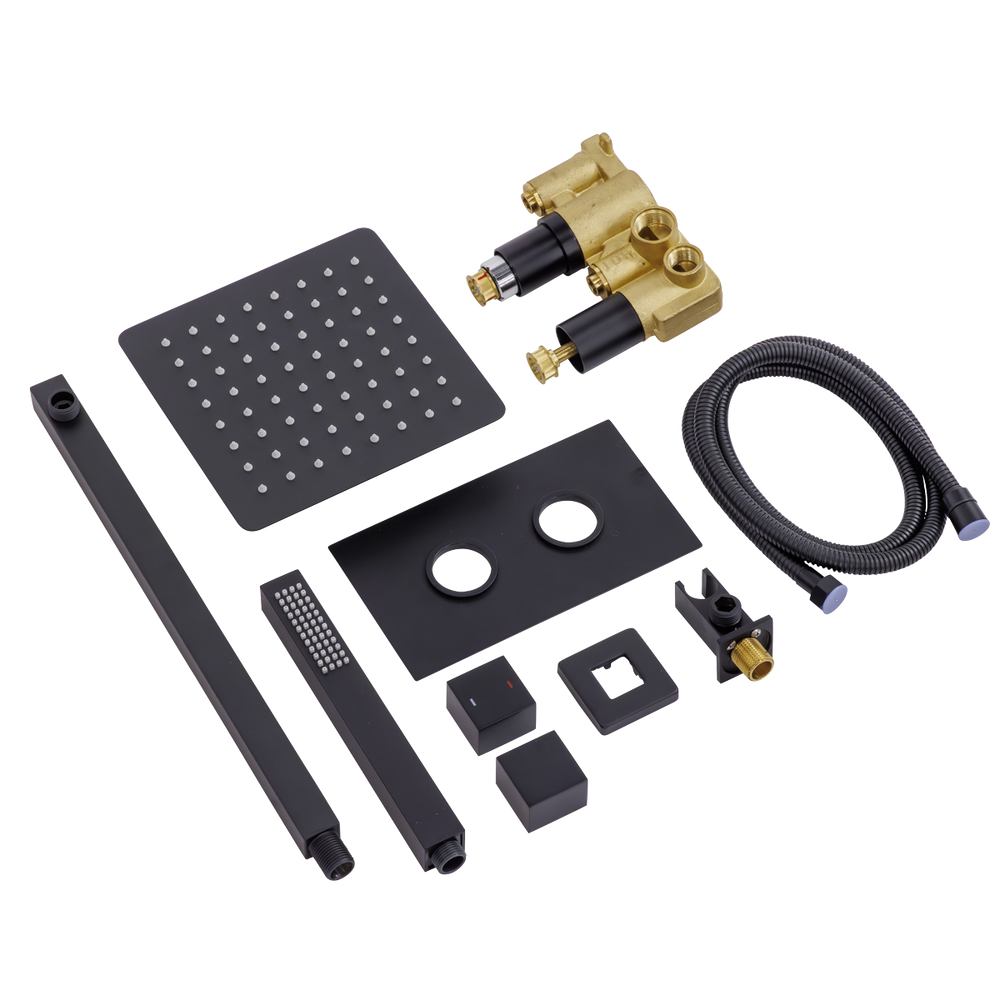 Baridi DH321 Concealed Thermostatic Shower Set 20 x 20cm Square Head & Hand Shower - Black - additional view 5