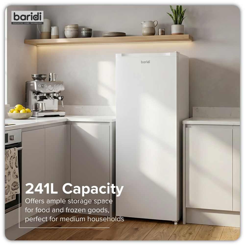 Baridi DH322 Freestanding Larder Fridge 241L - White - additional view 3