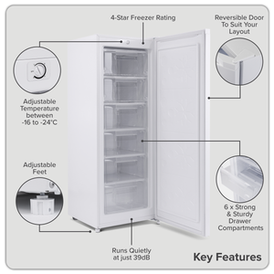 Baridi DH324 Freestanding Tall Freezer 177L Capacity - White - additional view 5