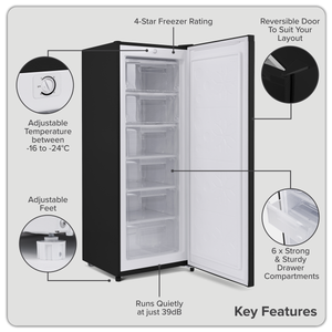Baridi DH325 Freestanding Tall Freezer 177L Capacity - Black - additional view 16