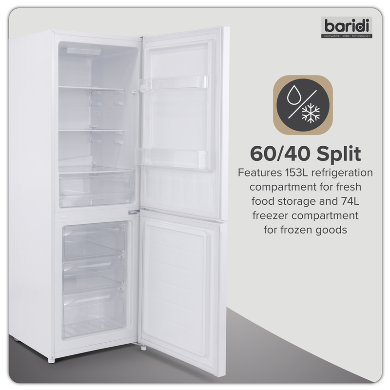 Baridi DH326 60/40 Smart Frost Fridge Freezer 227L Capacity - White - additional view 14