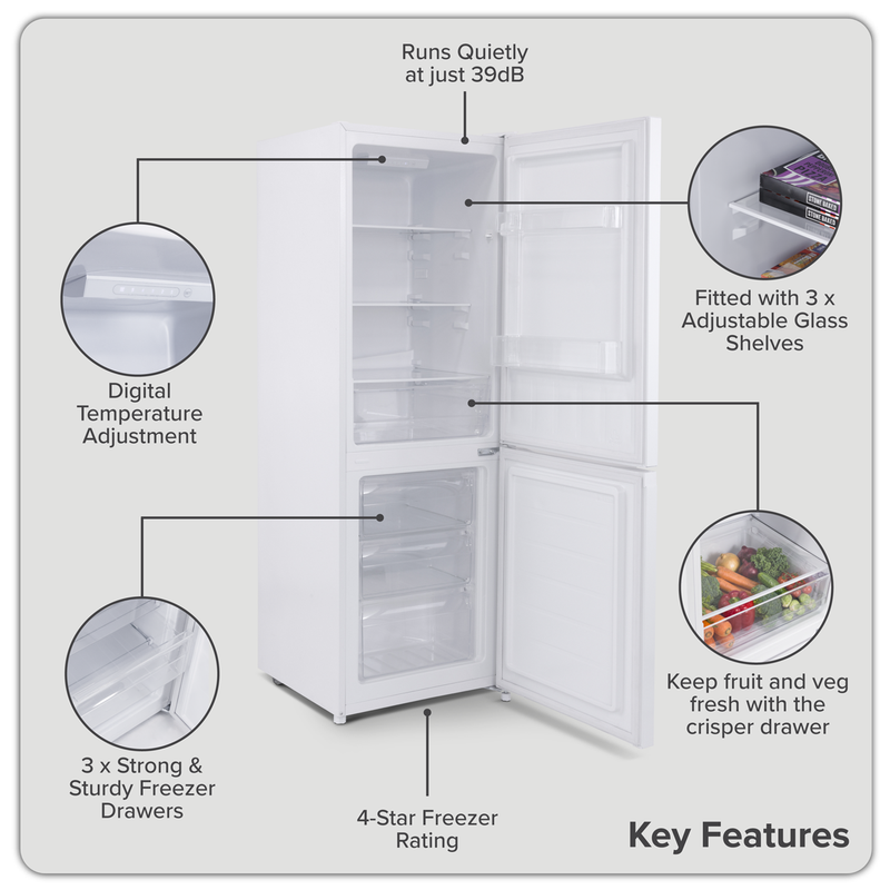 Baridi DH326 60/40 Smart Frost Fridge Freezer 227L Capacity - White - additional view 16