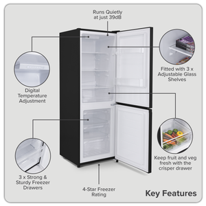 Baridi DH327 60/40 Smart Frost Fridge Freezer 227L Capacity - Black - additional view 4