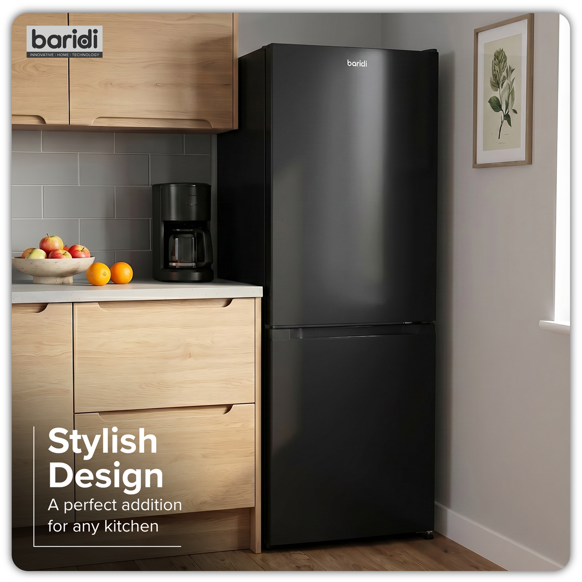 Baridi DH327 60/40 Smart Frost Fridge Freezer 227L Capacity - Black - additional view 2